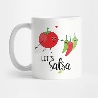 Let's Salsa Cute Cartoon Tomato and Chillies Mug